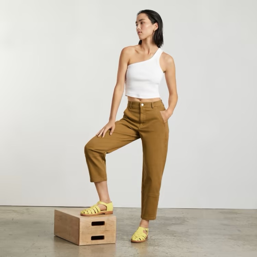 Everlane utility barrel pant golden brown